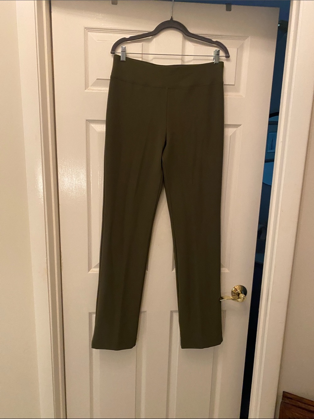 Boston Proper Olive Ponte Slim Straight Pants Boston Proper Travelers MT